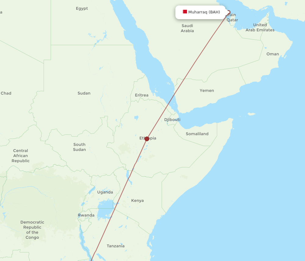 BAH-NLA flight routes