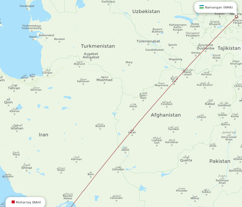 BAH-NMA flight routes