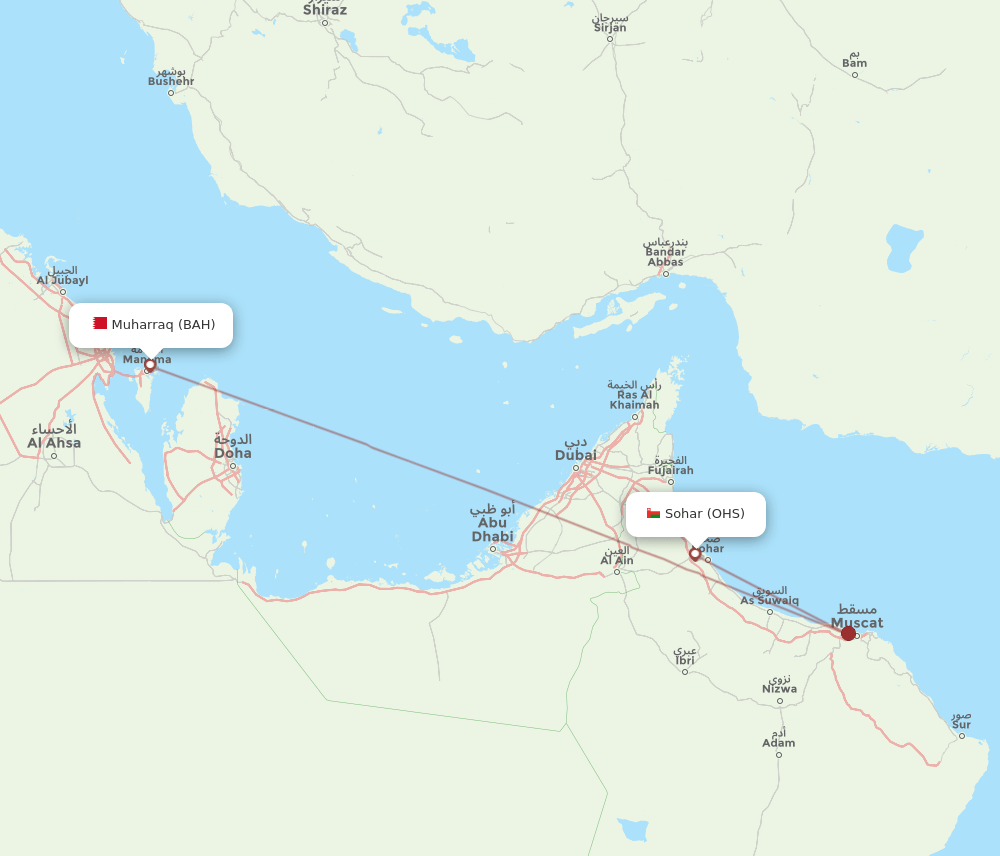 BAH-OHS flight routes