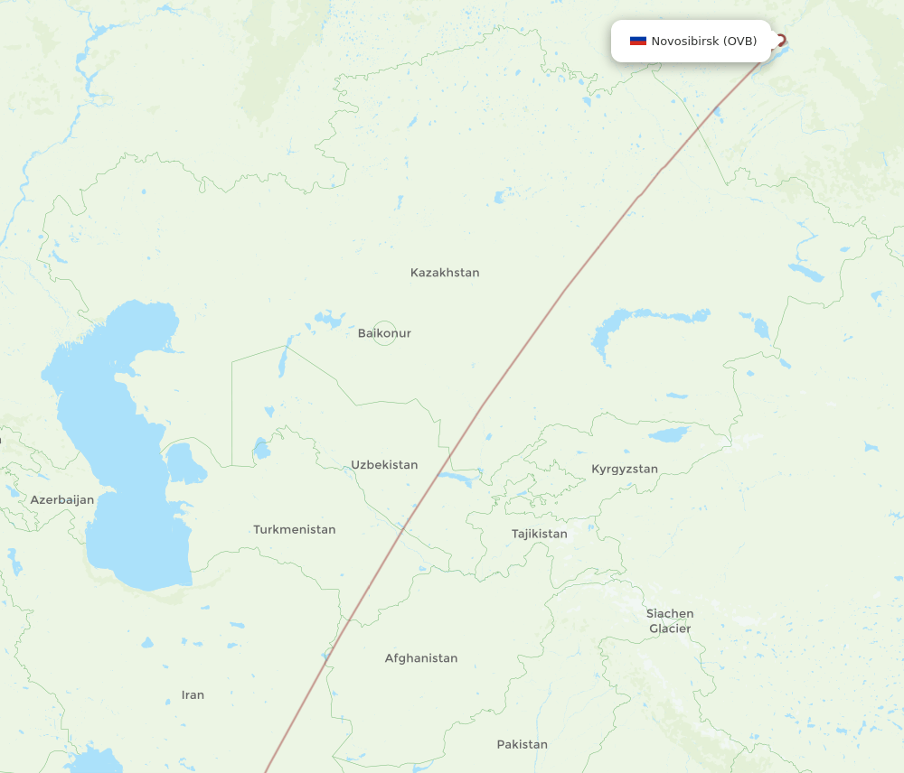 BAH to OVB flights and routes map