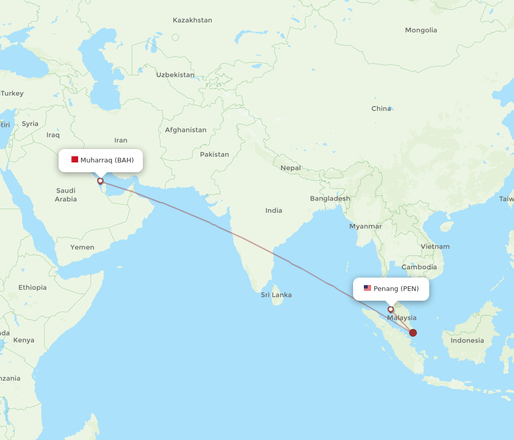 BAH-PEN flight routes