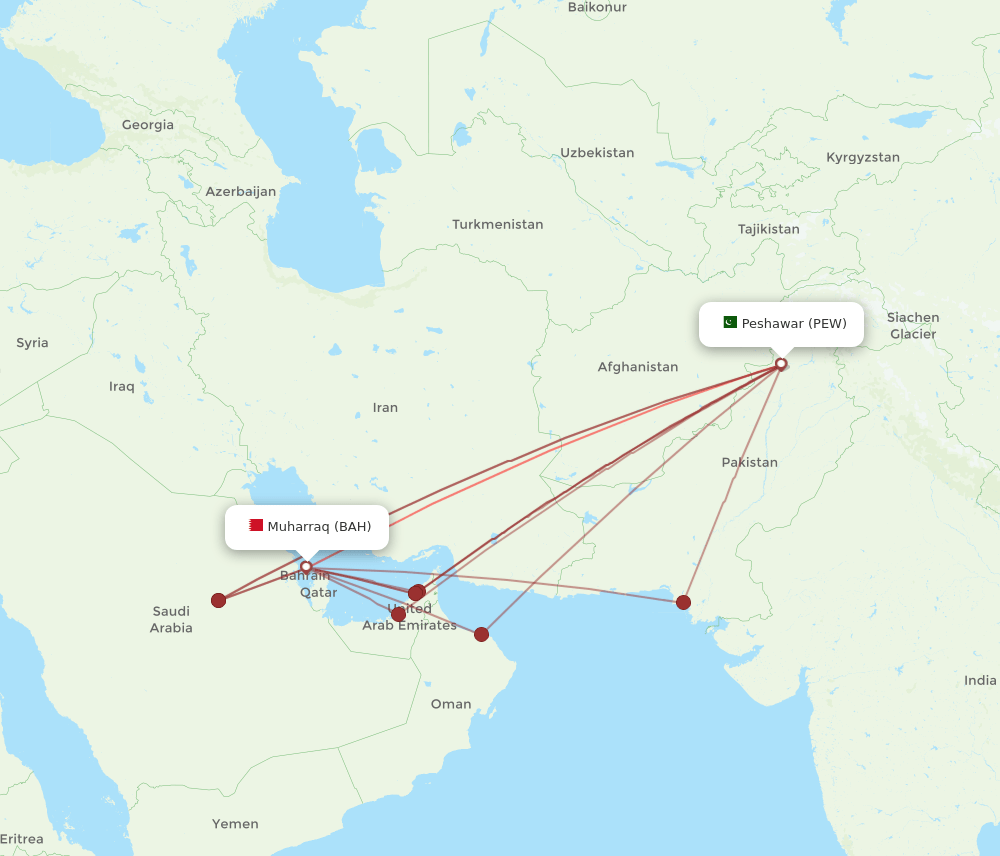BAH-PEW flight routes
