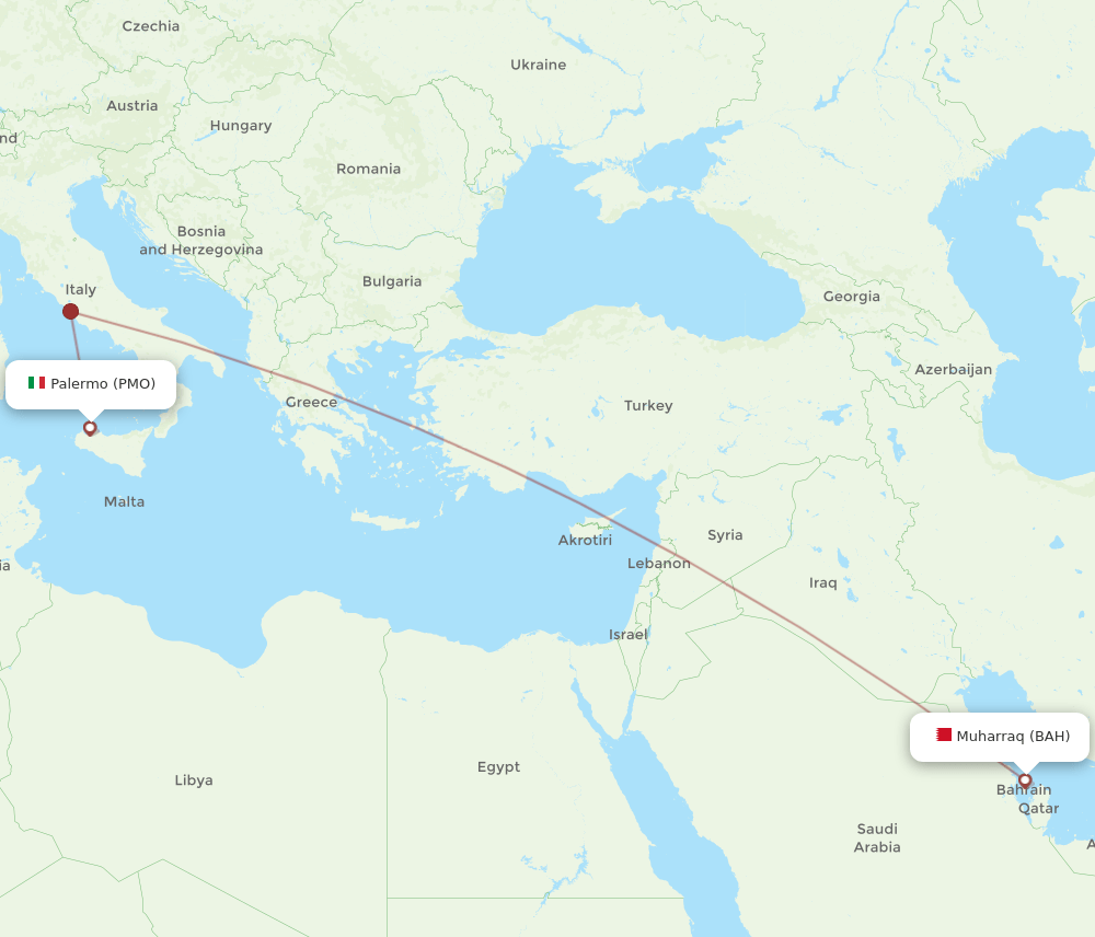 BAH-PMO flight routes