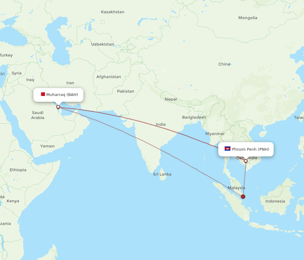 BAH-PNH flight routes