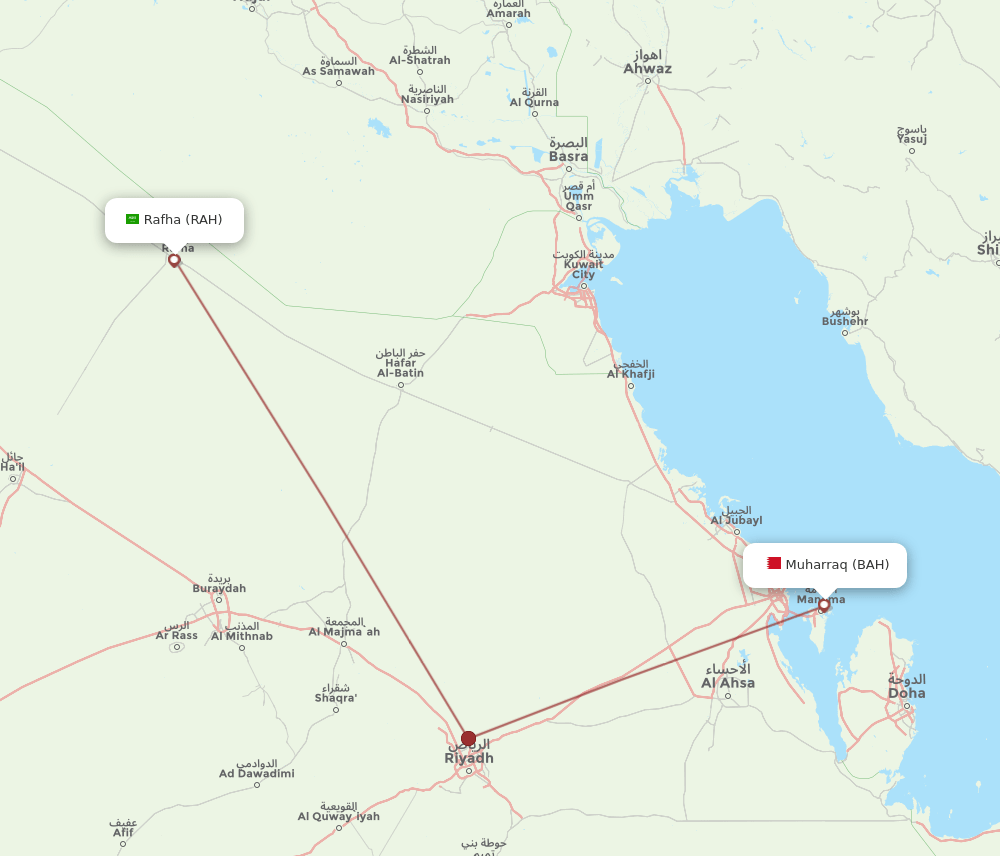 BAH to RAH flights and routes map
