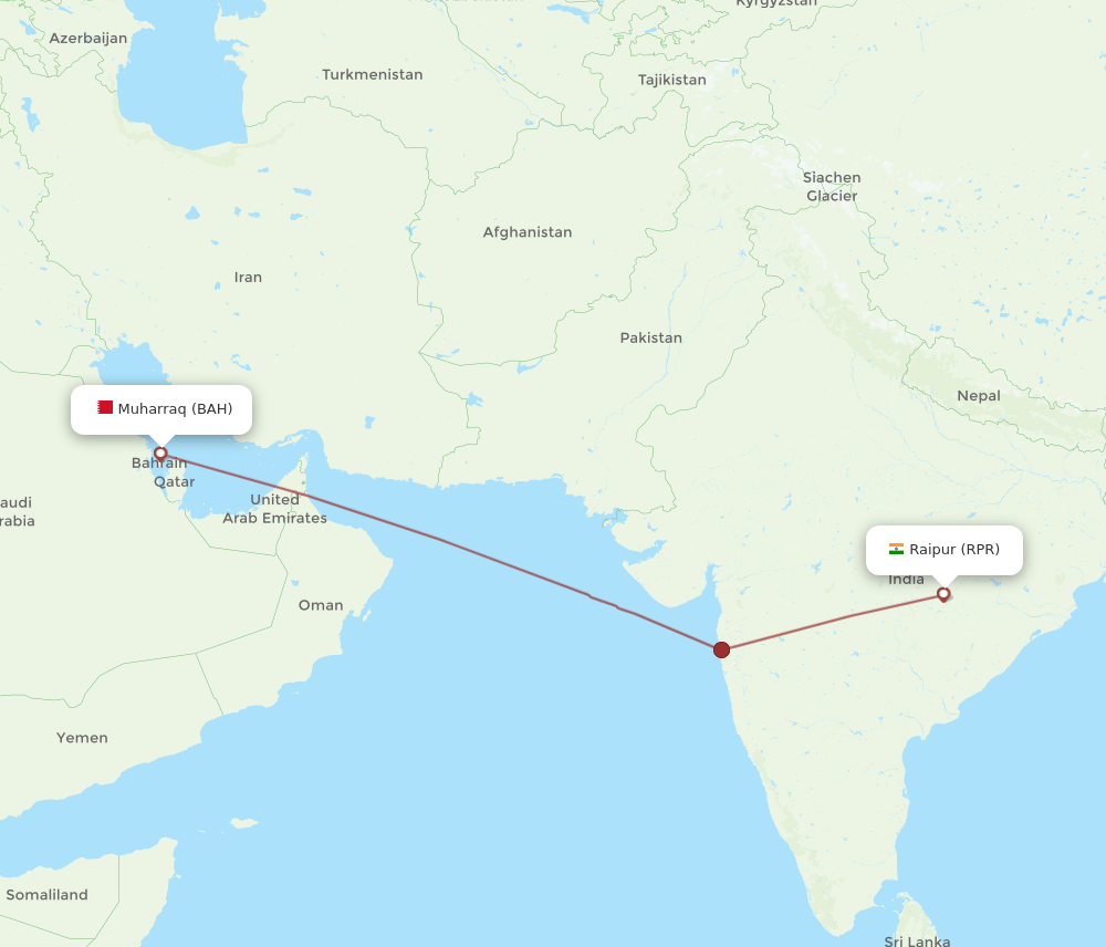 BAH to RPR flights and routes map