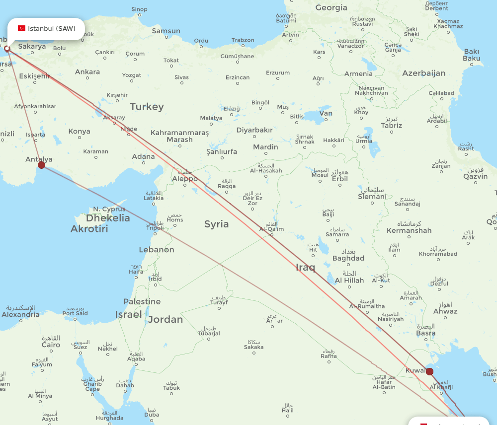 BAH-SAW flight routes