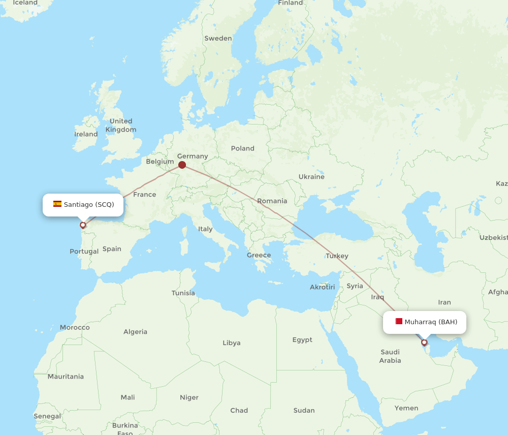 BAH to SCQ flights and routes map