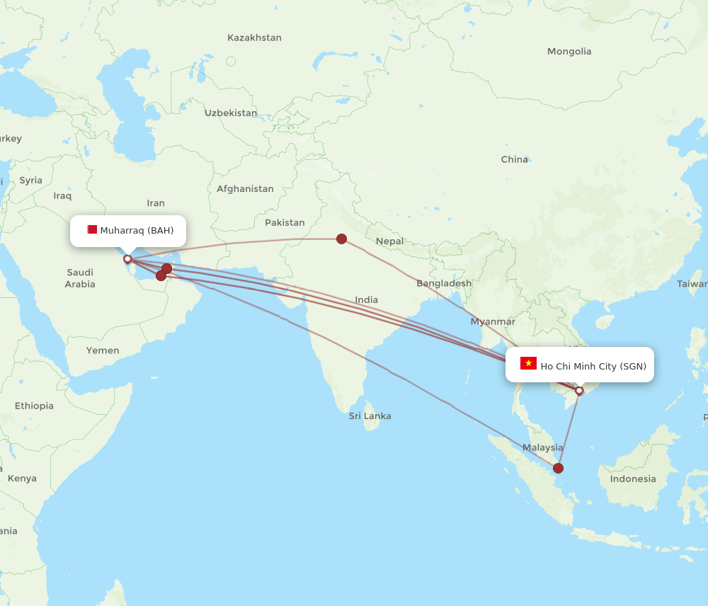 BAH-SGN flight routes