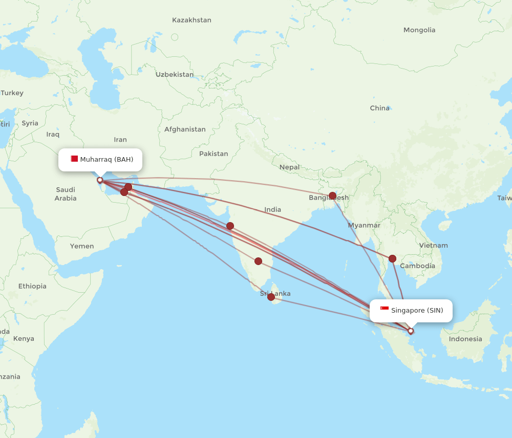 BAH-SIN flight routes