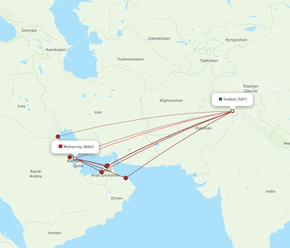 BAH-SKT flight routes
