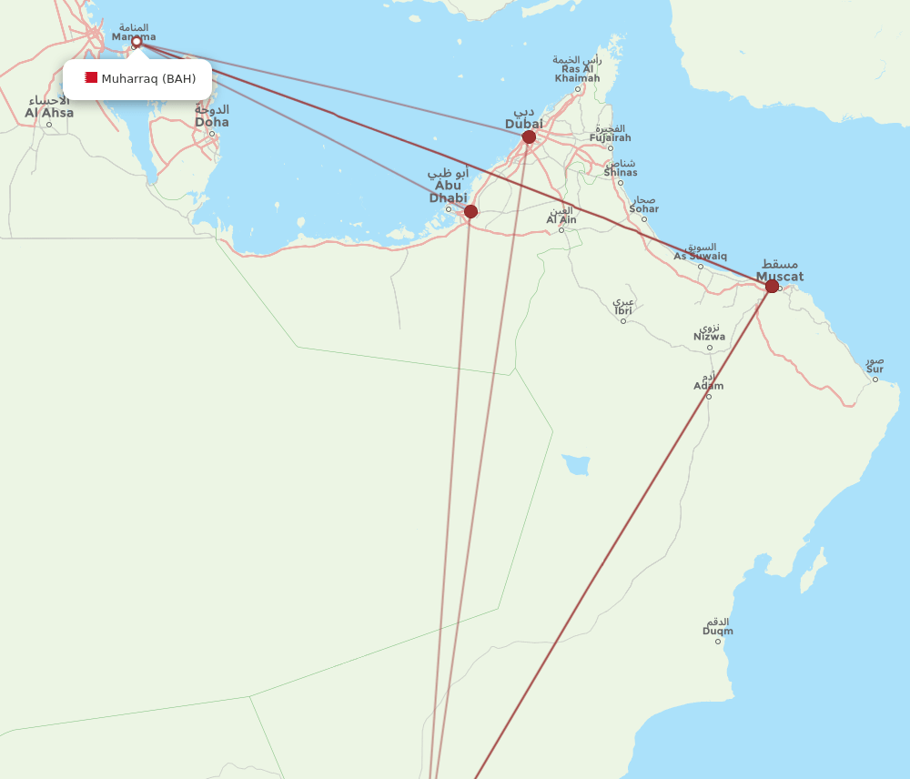 BAH to SLL flights and routes map
