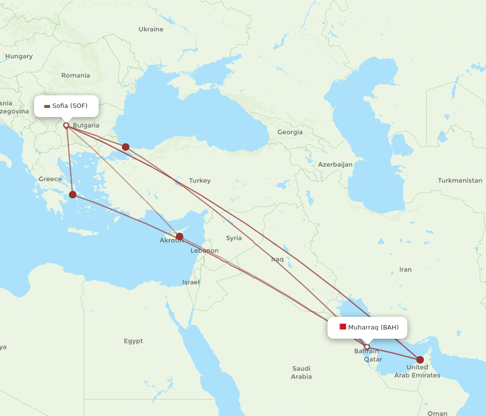 BAH-SOF flight routes