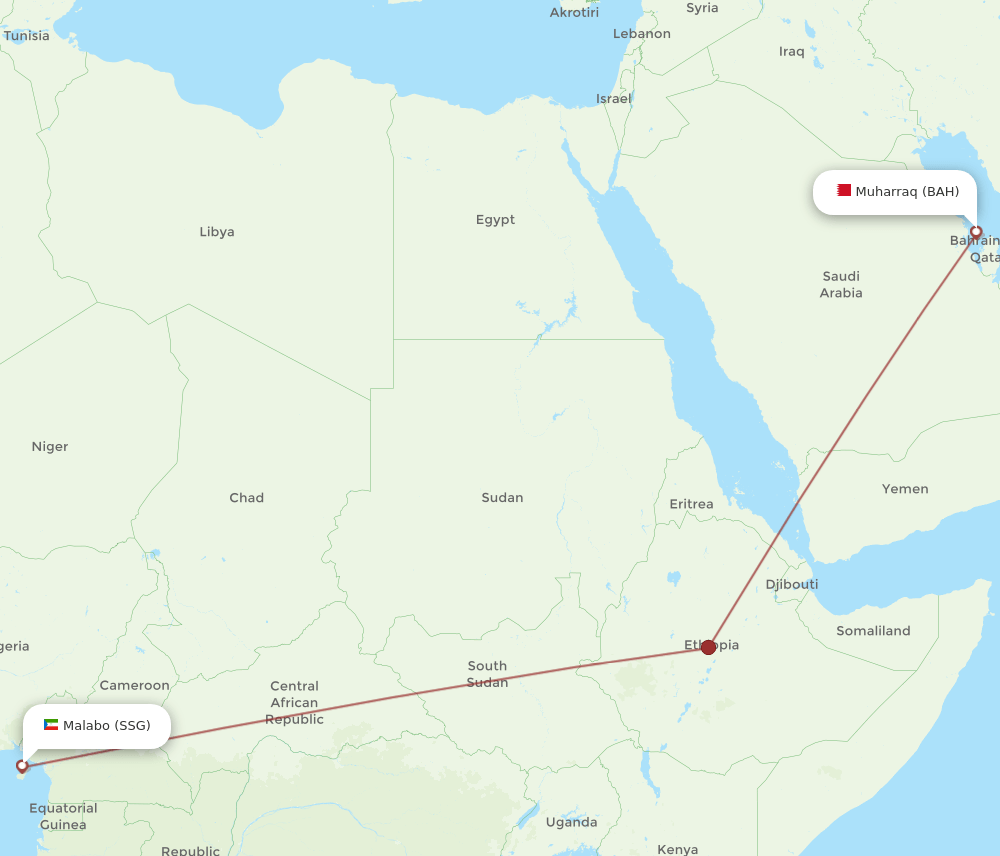 BAH-SSG flight routes