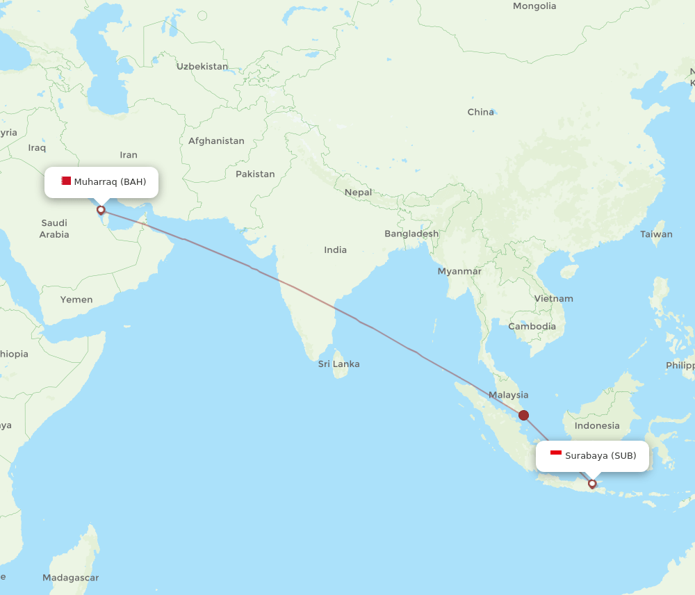 BAH-SUB flight routes