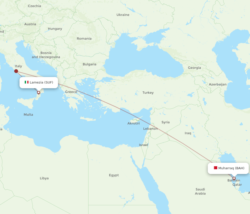 BAH-SUF flight routes