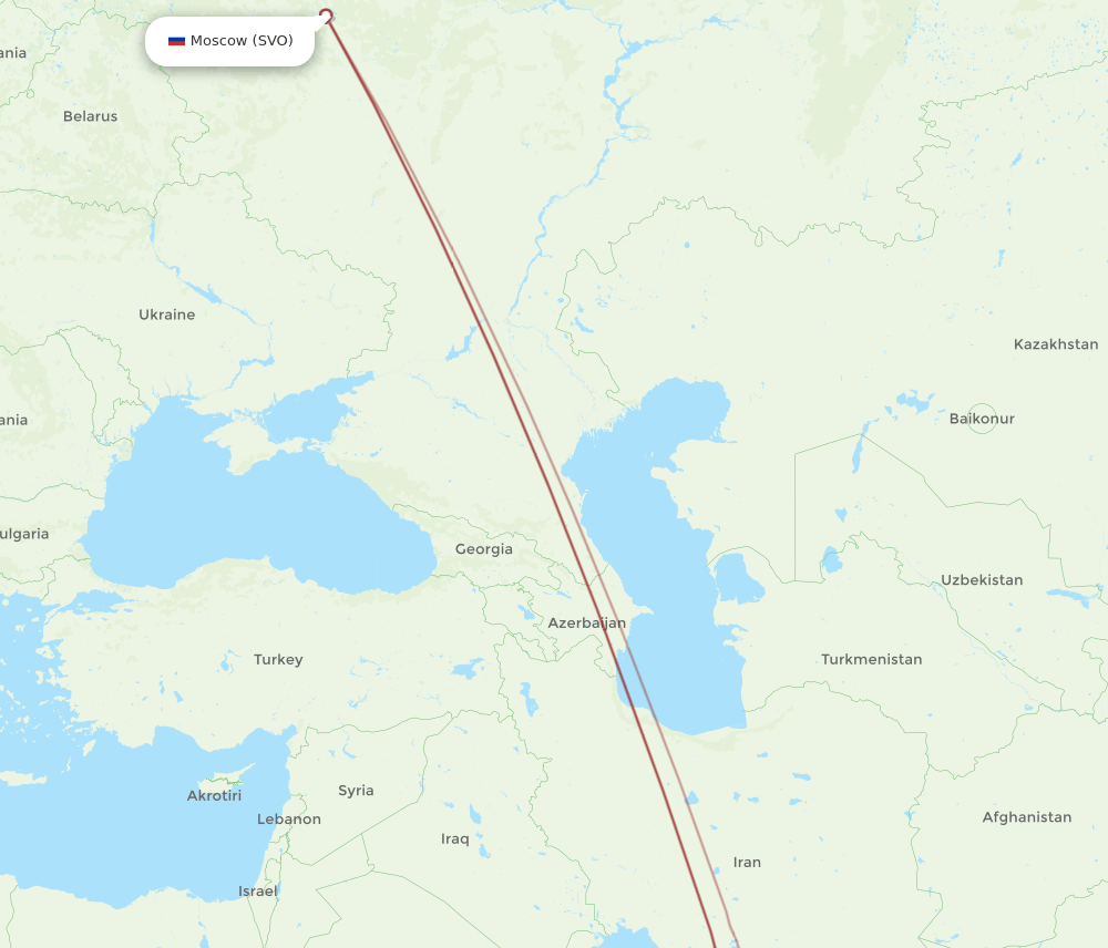 BAH-SVO flight routes
