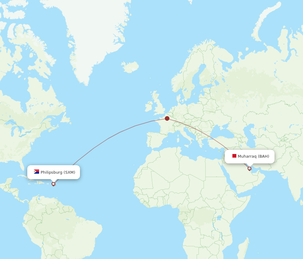 BAH to SXM flights and routes map