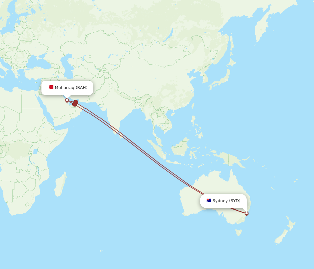 BAH-SYD flight routes