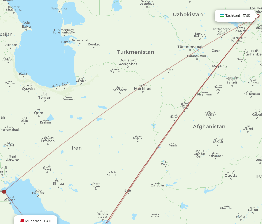 BAH-TAS flight routes