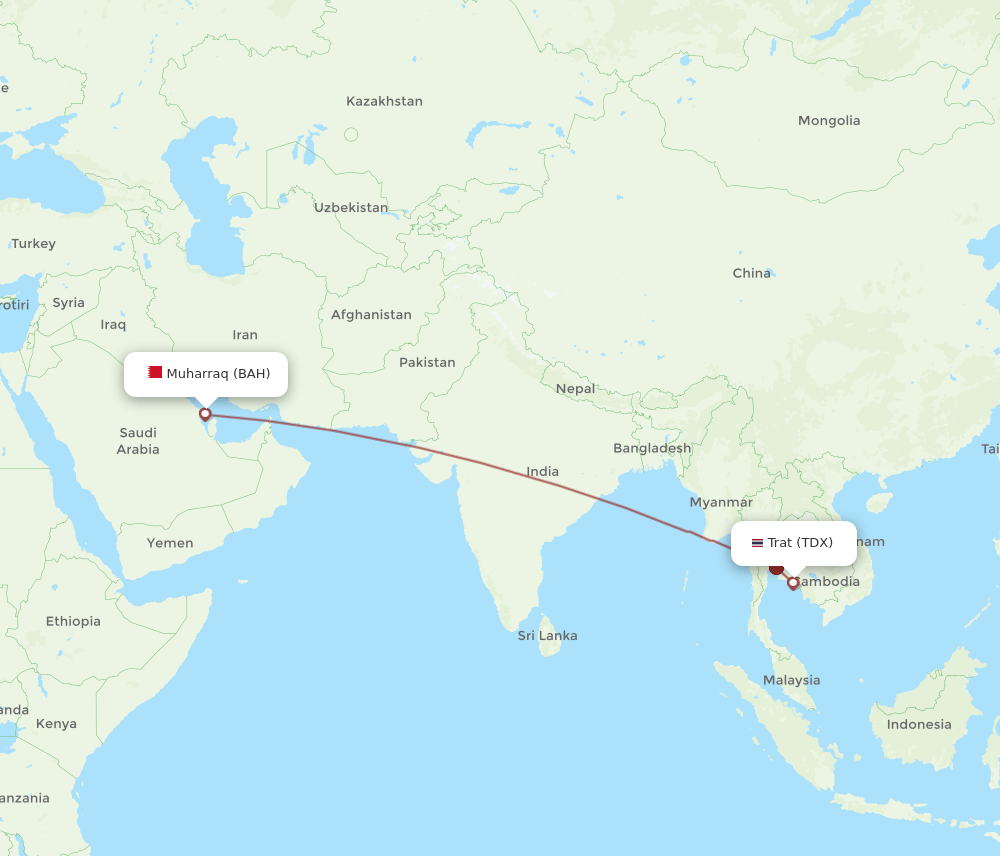 BAH to TDX flights and routes map