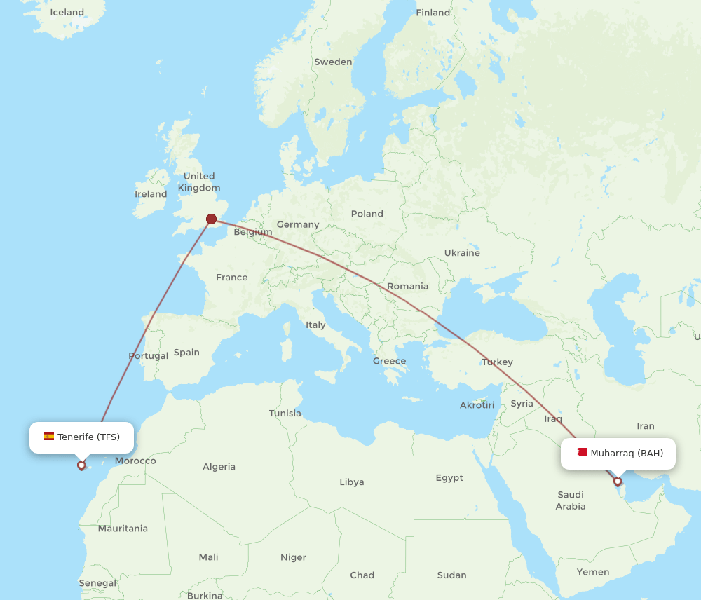 BAH-TFS flight routes