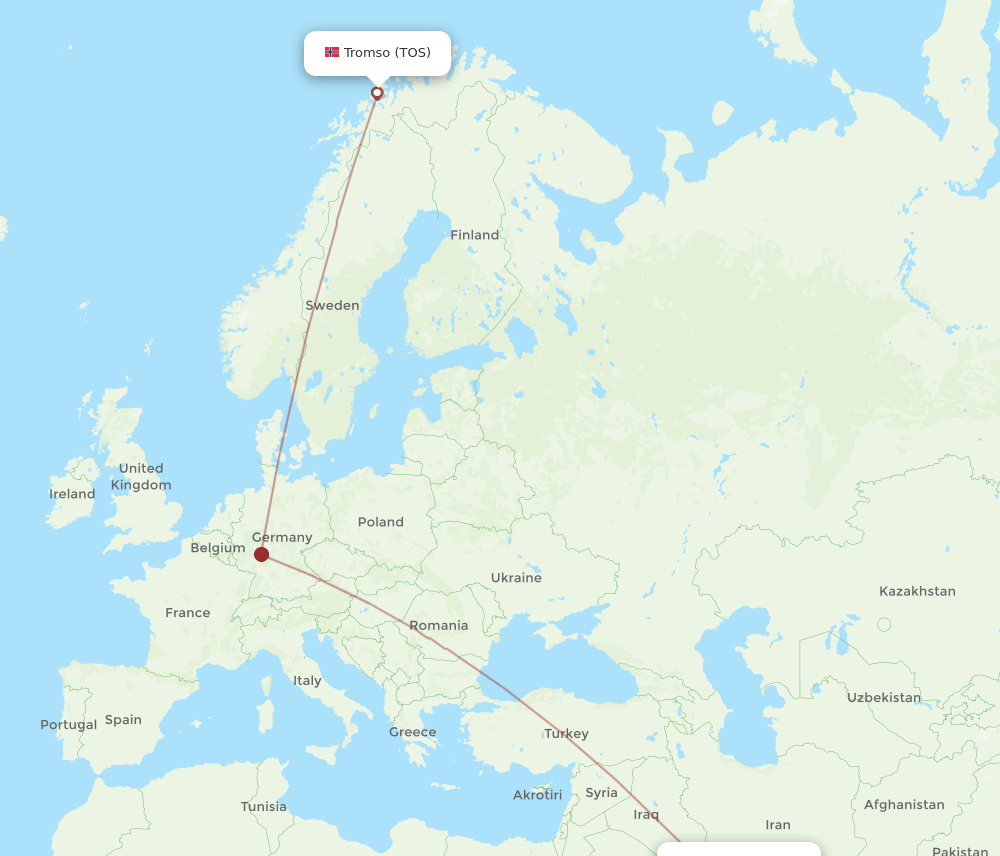 BAH-TOS flight routes