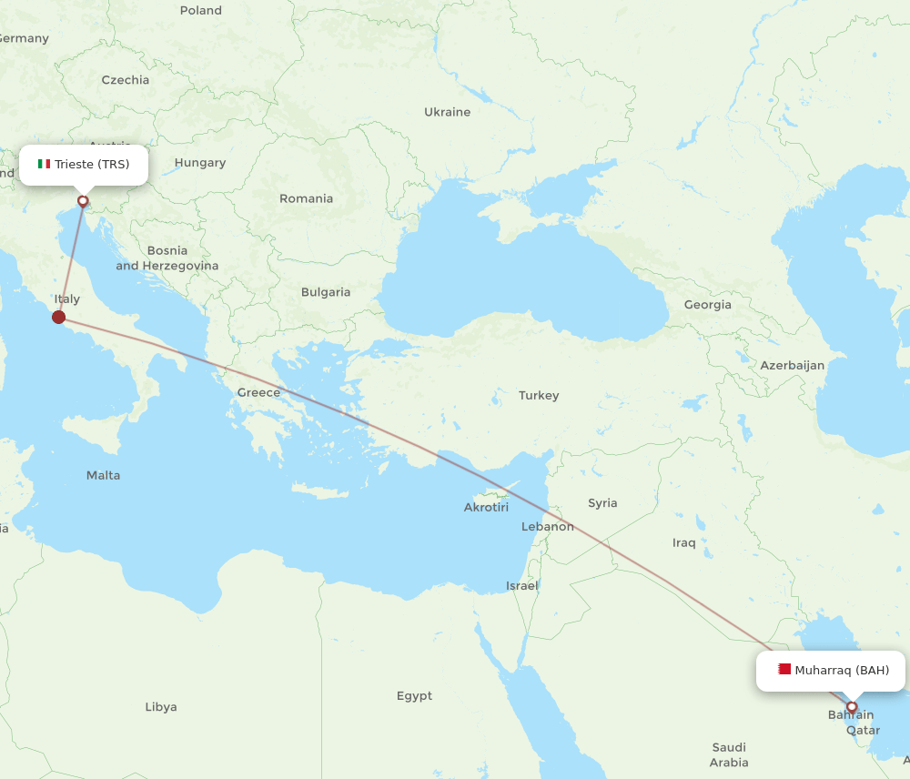 BAH to TRS flights and routes map