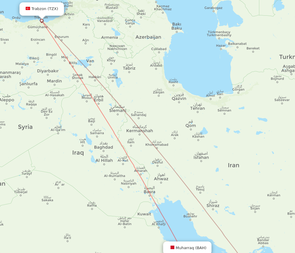 BAH-TZX flight routes