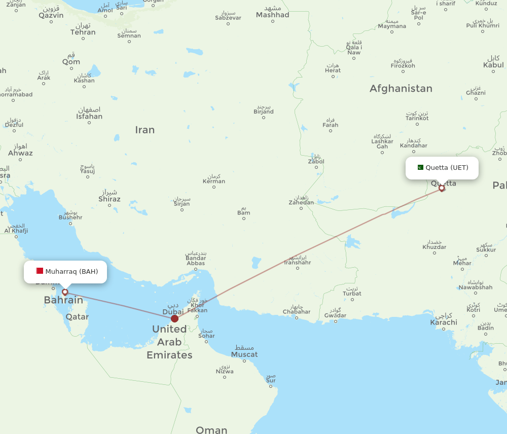 BAH-UET flight routes