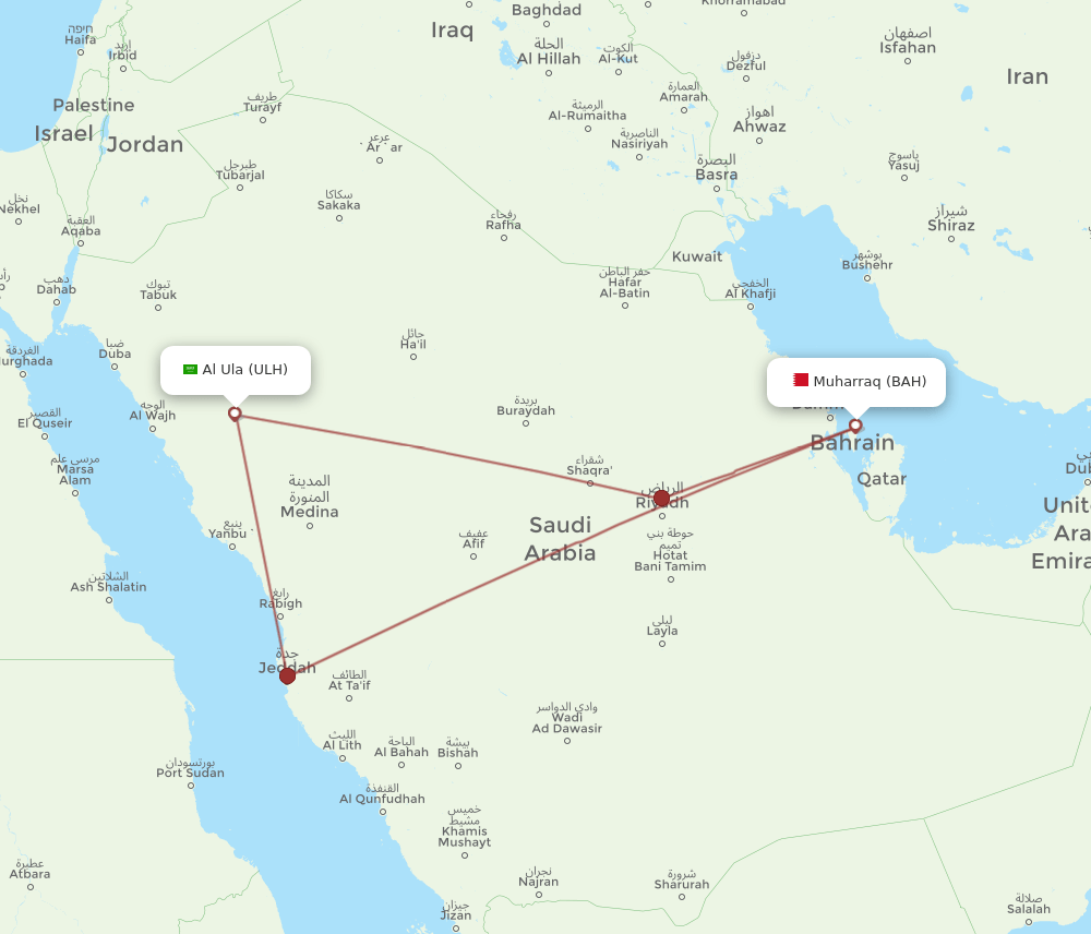 BAH-ULH flight routes
