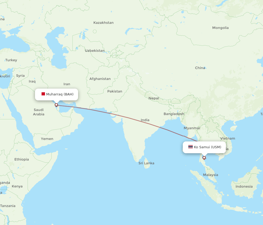 BAH-USM flight routes