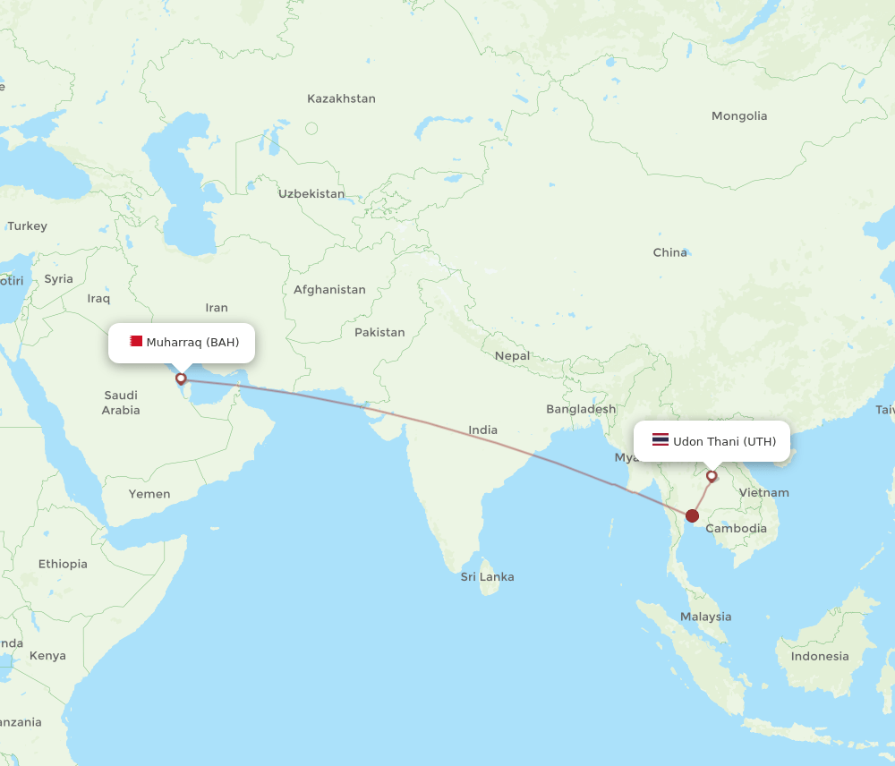 BAH-UTH flight routes