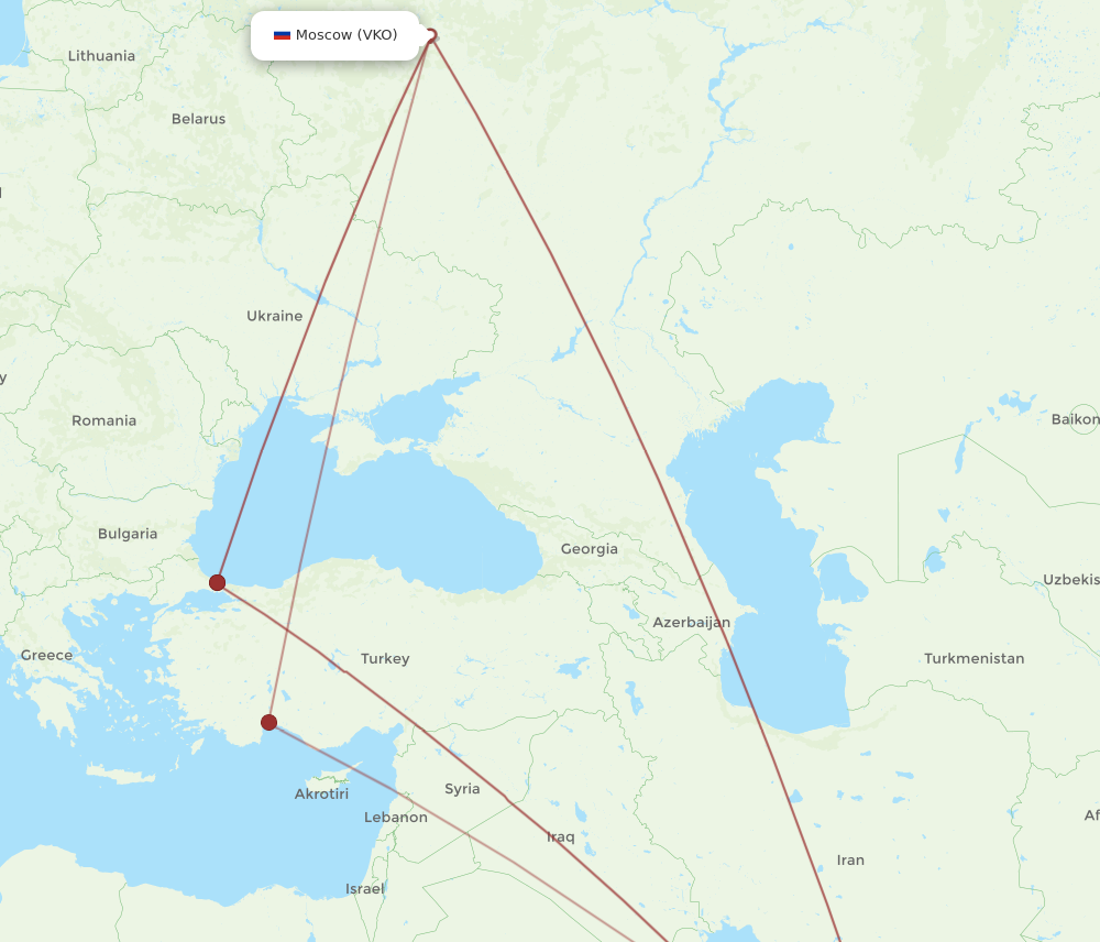 BAH to VKO flights and routes map