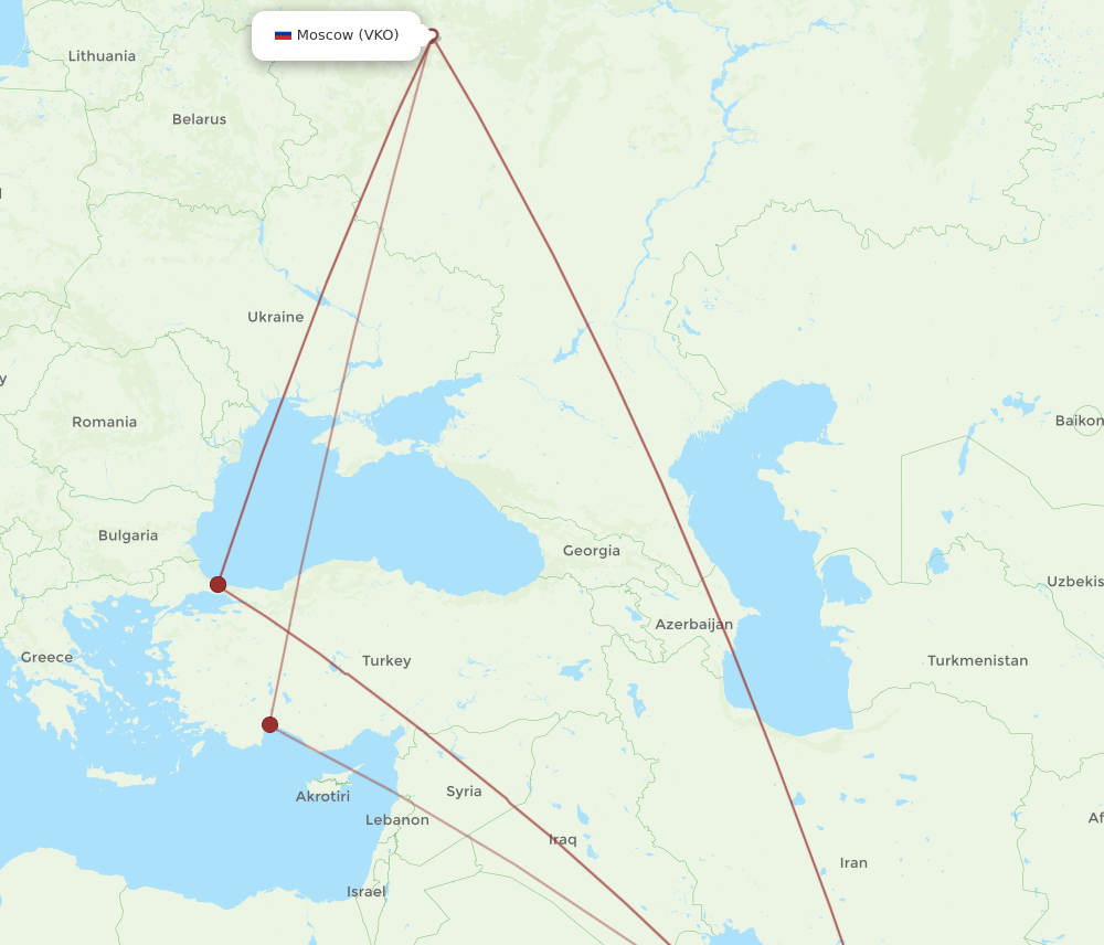 BAH to VKO flights and routes map