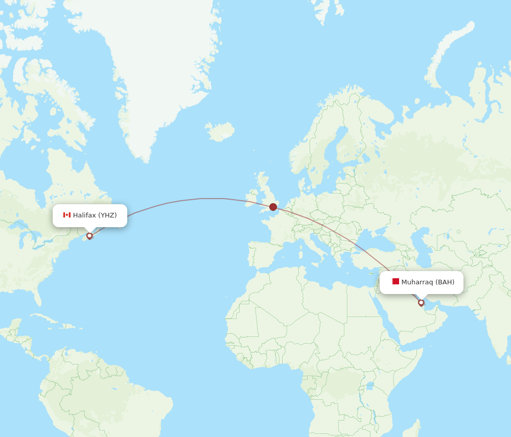BAH-YHZ flight routes