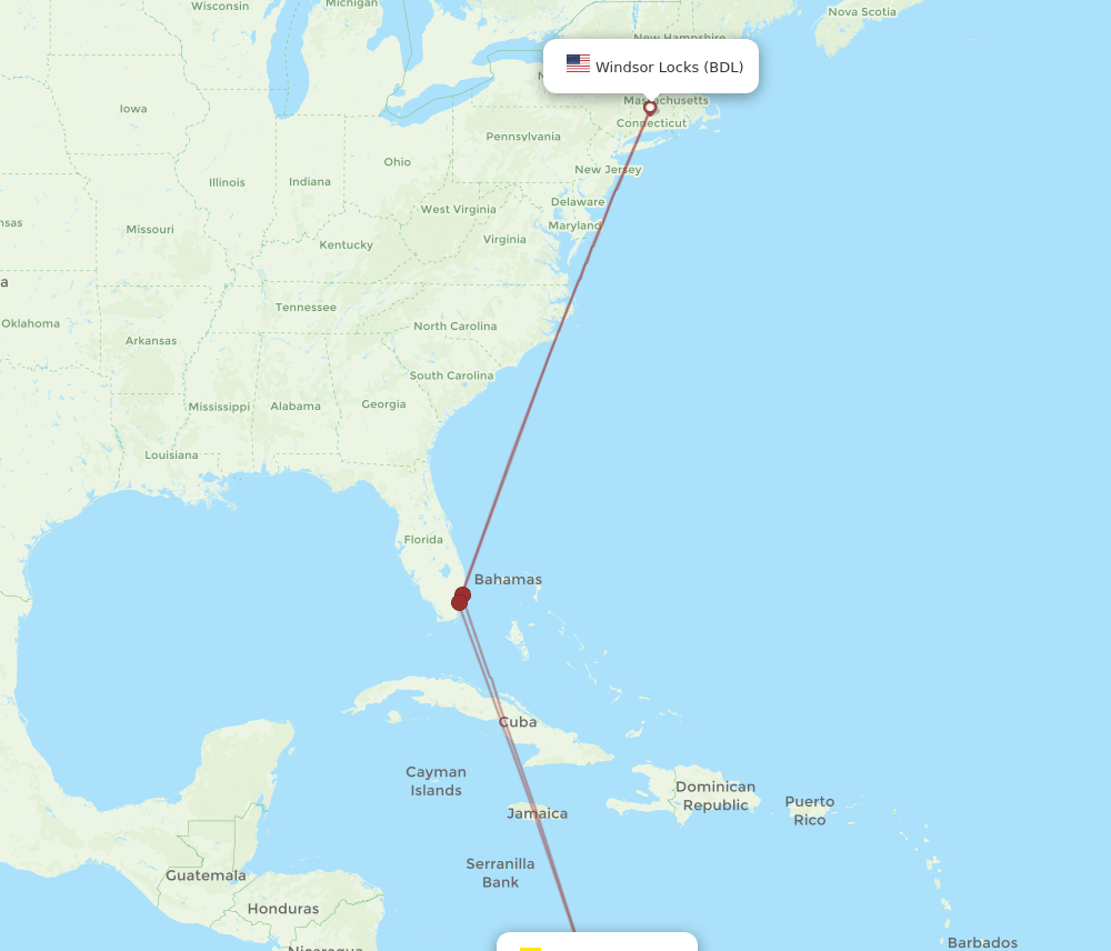 BAQ-BDL flight routes