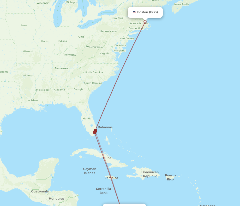 BAQ-BOS flight routes