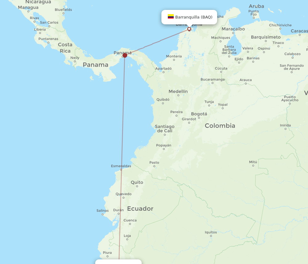 BAQ to CIX flights and routes map