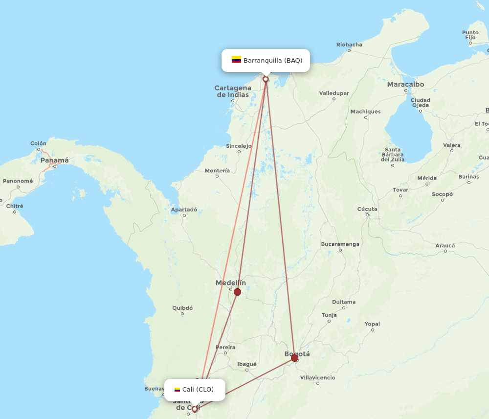 BAQ-CLO flight routes