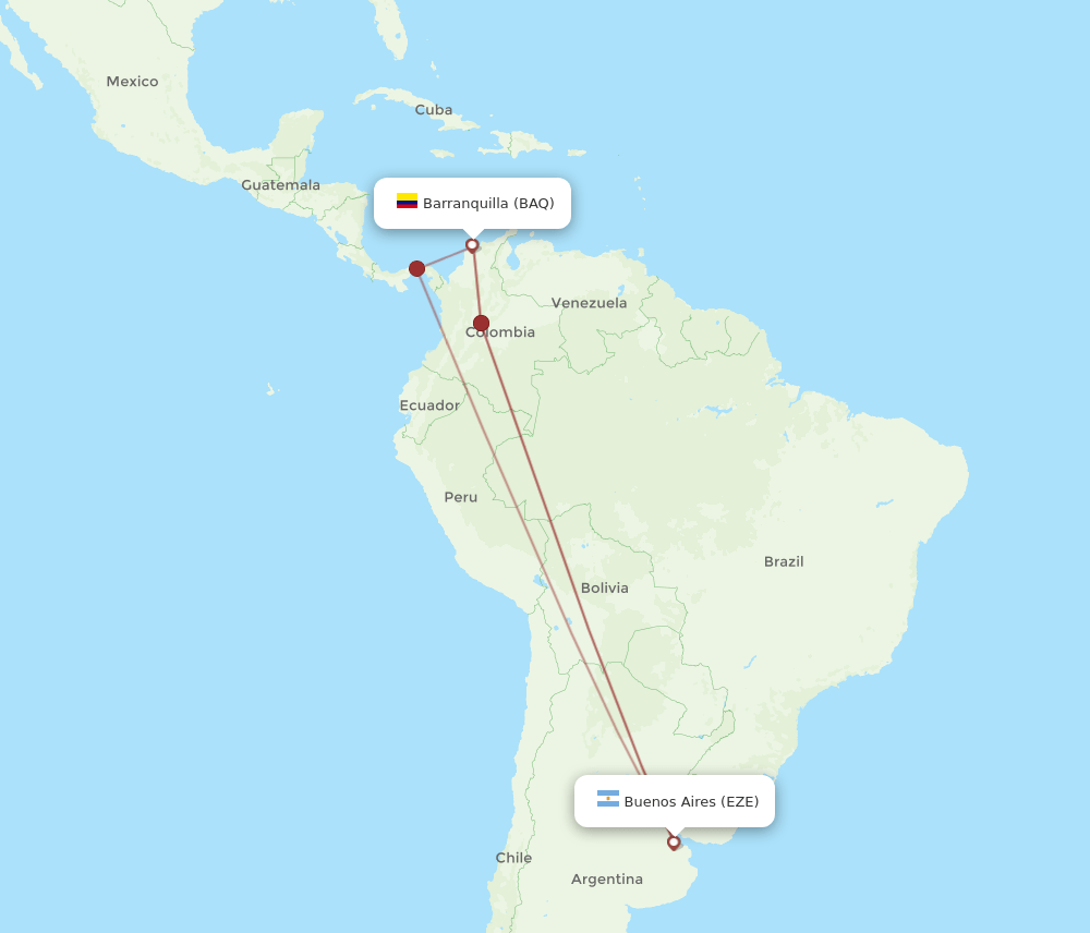 BAQ to EZE flights and routes map