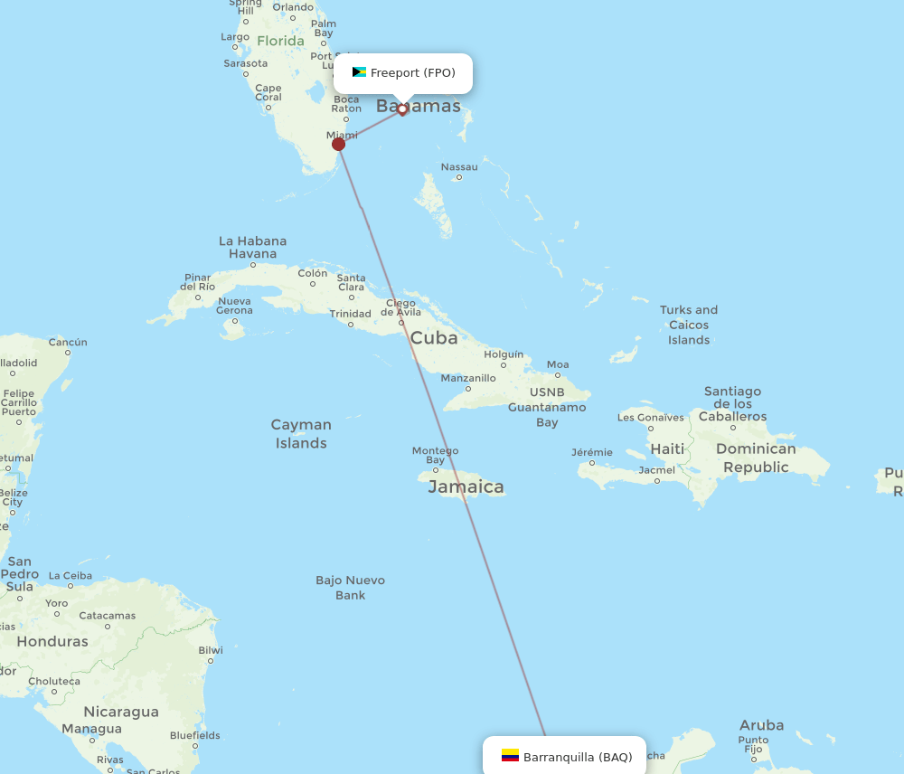 BAQ-FPO flight routes