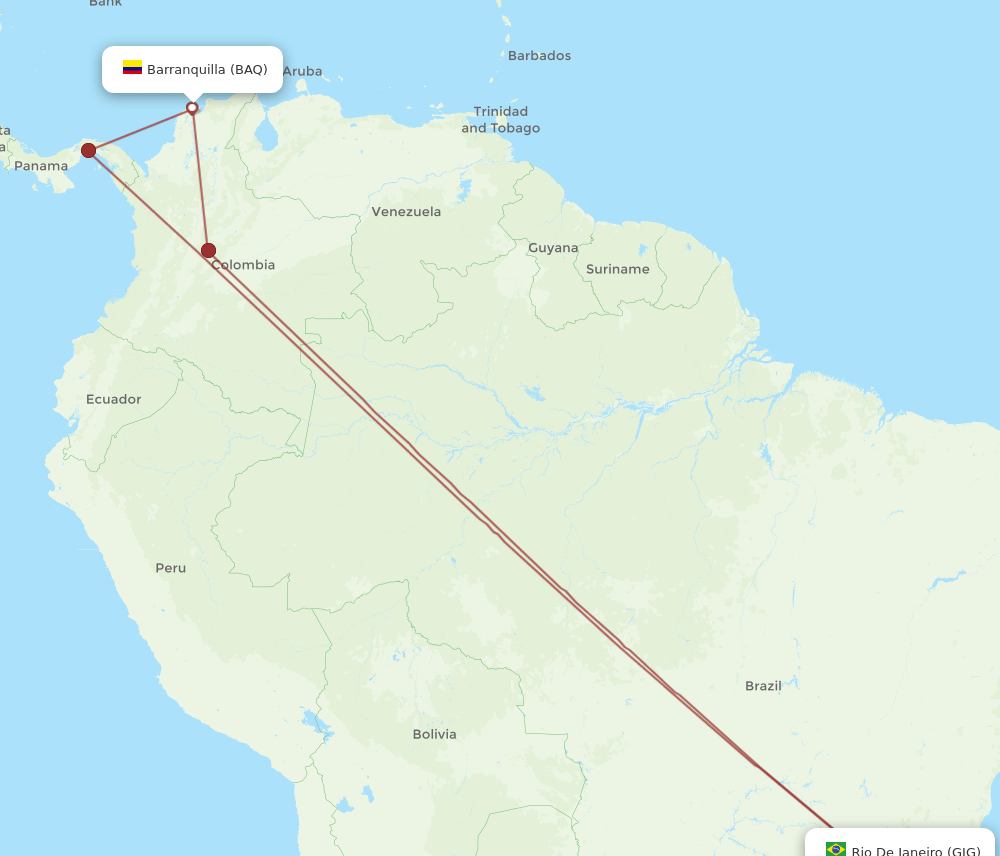 BAQ-GIG flight routes