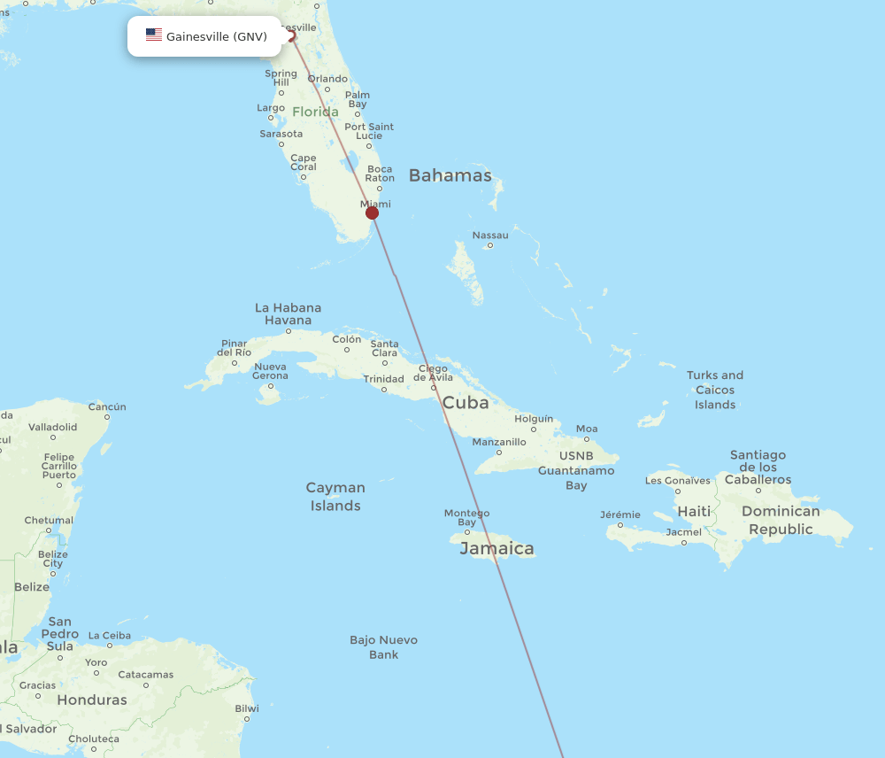 BAQ to GNV flights and routes map