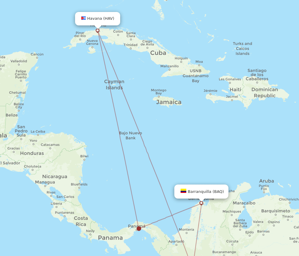 BAQ-HAV flight routes