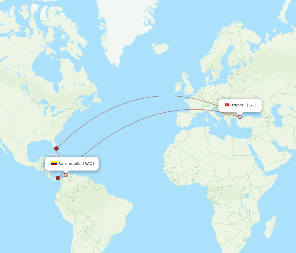 BAQ-IST flight routes