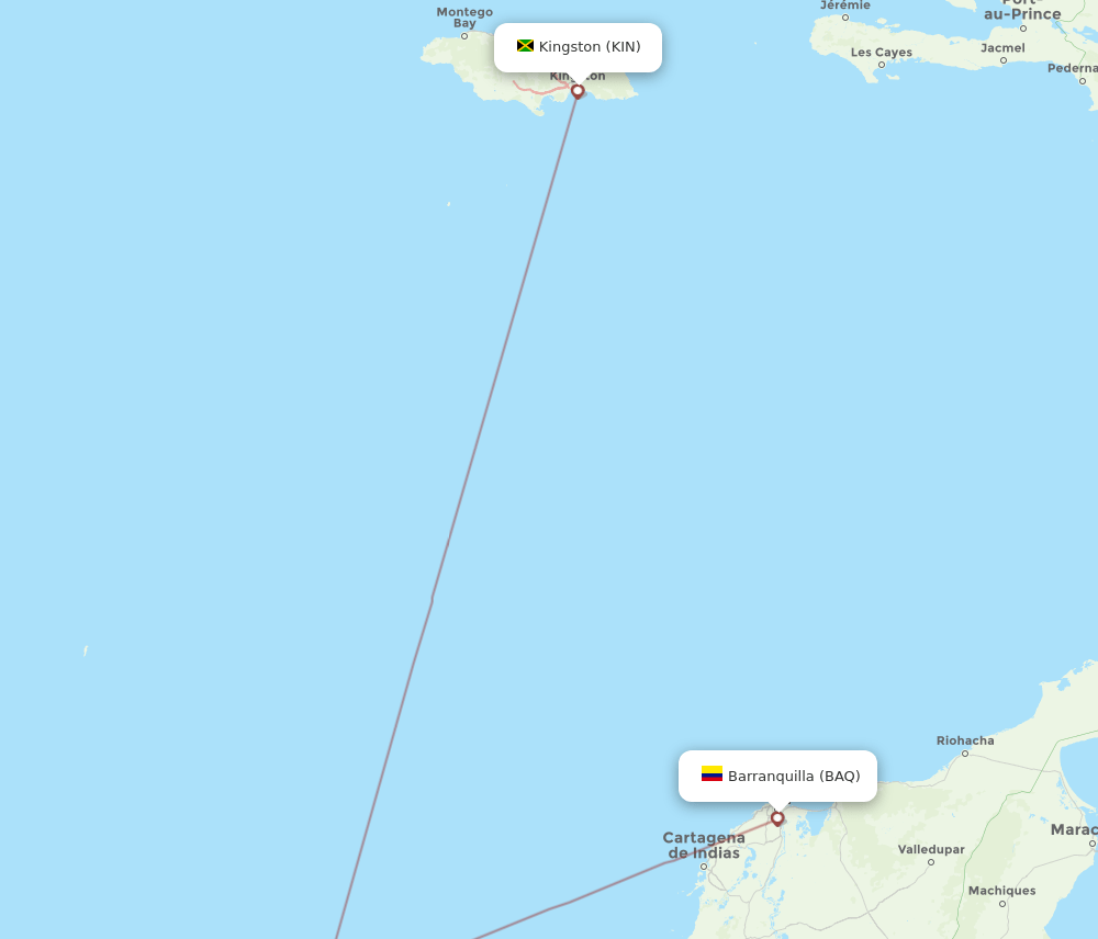 BAQ-KIN flight routes