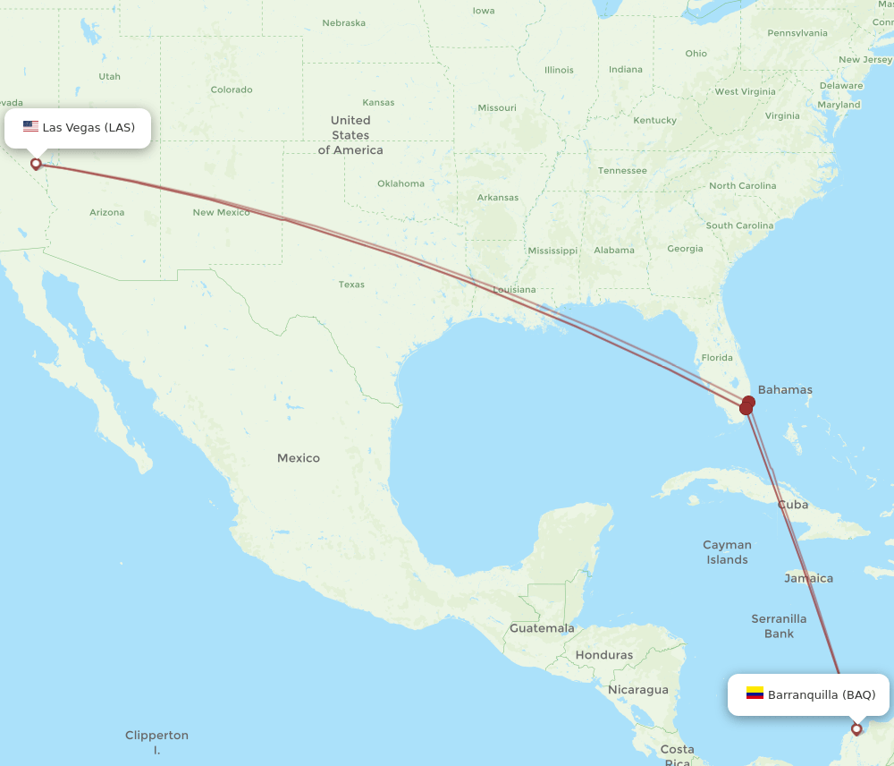 BAQ to LAS flights and routes map