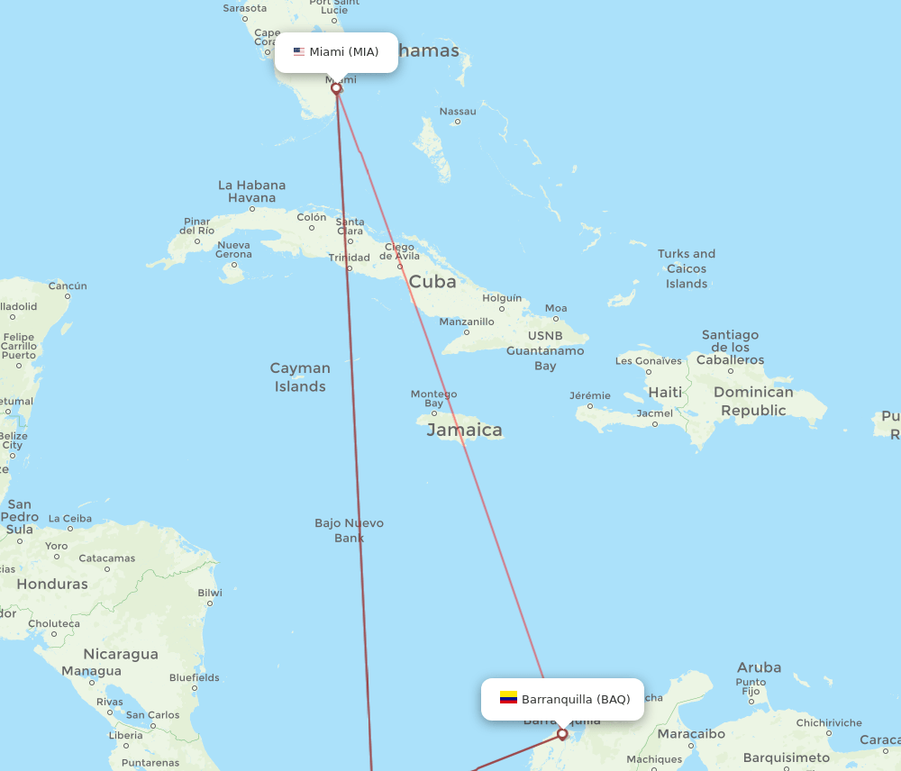 BAQ-MIA flight routes