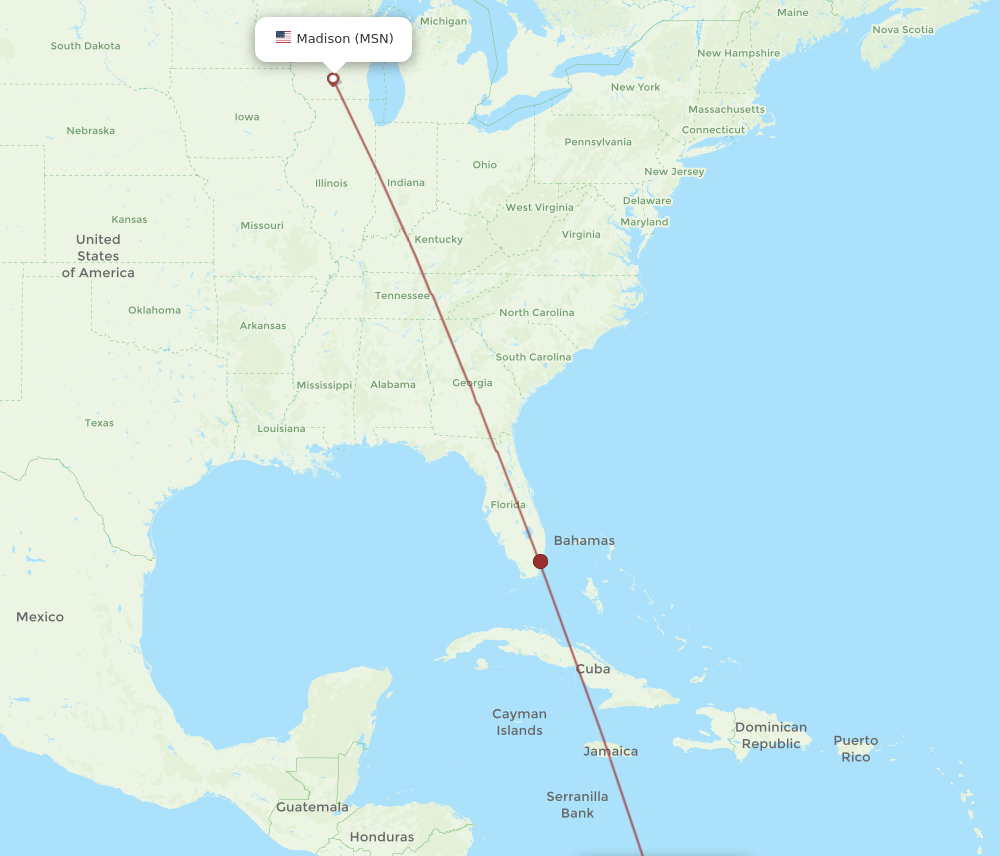 BAQ-MSN flight routes